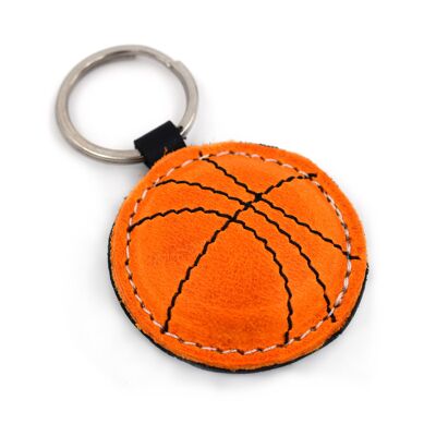 Panier de porte-clés en cuir fait à la main avec ballon de basket-ball
