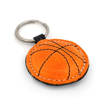 Panier de porte-clés en cuir fait à la main avec ballon de basket-ball 2