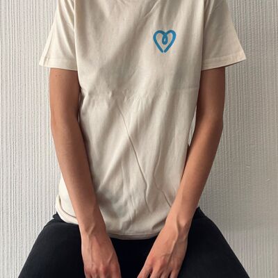 T-shirt "Cuore - blu" in cotone biologico