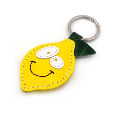 Leder Schlüsselanhänger Gelbe Zitrone Handgefertigt