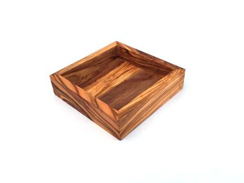 Etagère carrée 12 cm plateau fait main en bois d&#39;olivier 1