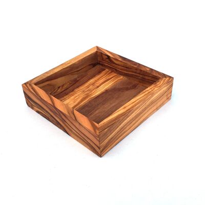 Etagère carrée 12 cm plateau fait main en bois d&#39;olivier