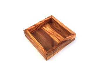 Etagère carrée 12 cm plateau fait main en bois d&#39;olivier 2