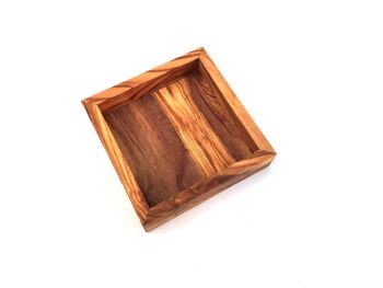 Etagère carrée 12 cm plateau fait main en bois d&#39;olivier 3
