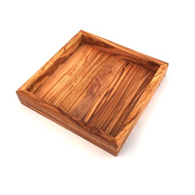 Scaffale quadrato 17 cm vassoio in legno d&#39;ulivo fatto a mano