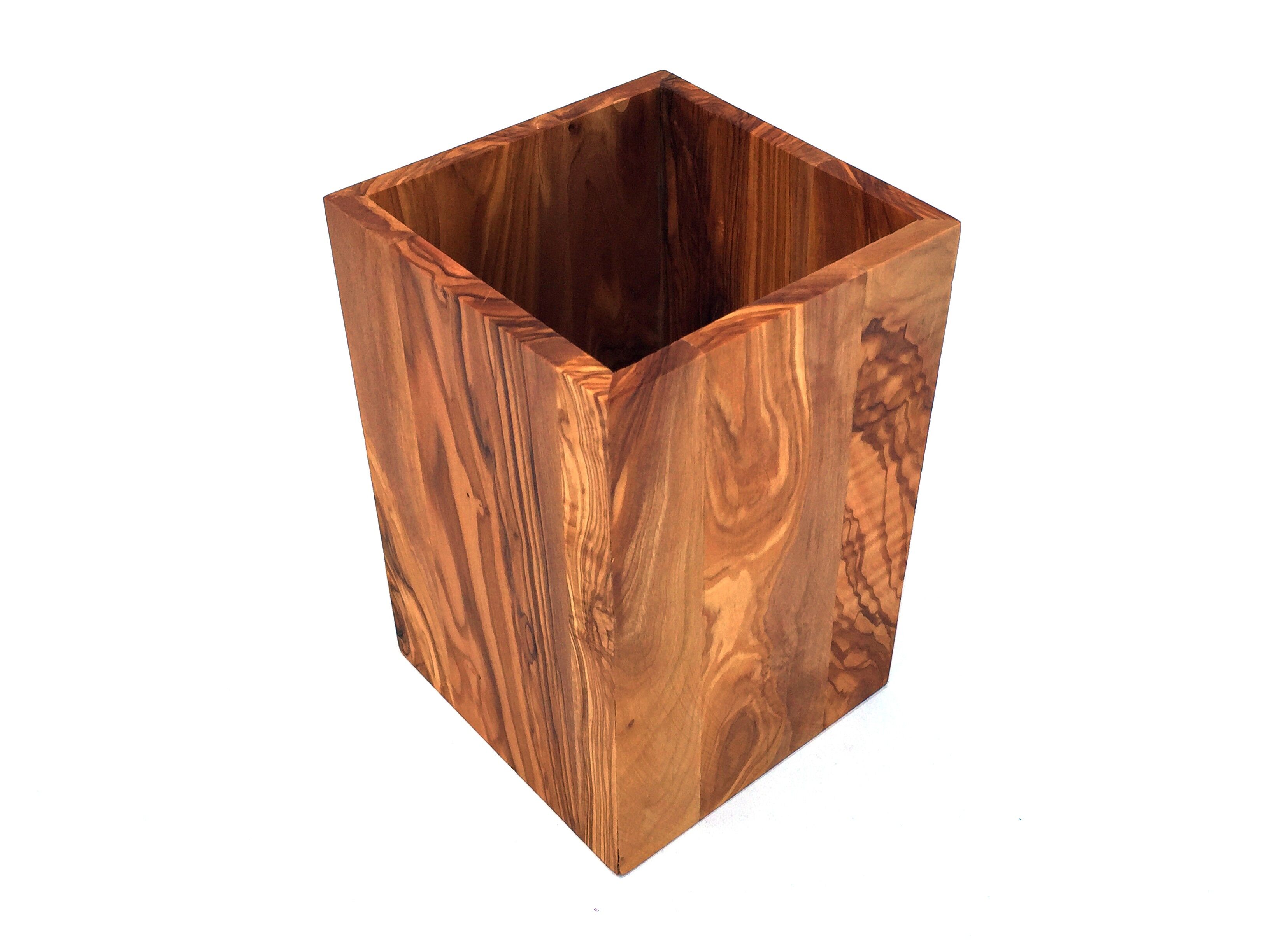 Porta utensilios cuadrado Titular hecho a mano de madera de olivo