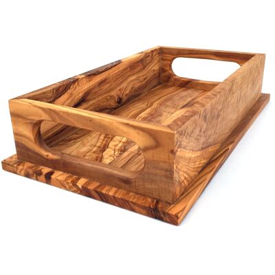 Serving tray with 2 handles rectangular Olive wood tray