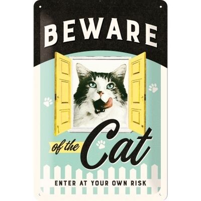 Tin sign Beware of the Cat 20 x 30 cm