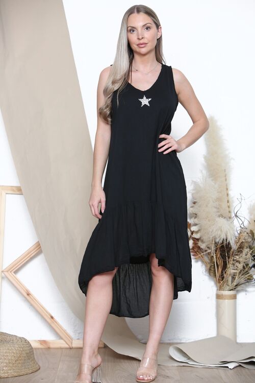 Black sparkle star comfortable dress