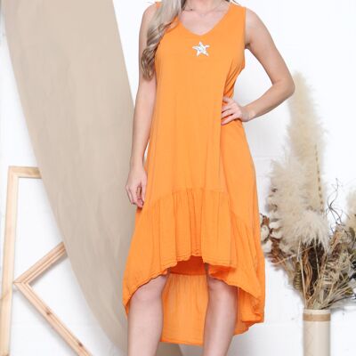 Bequemes Kleid mit orangefarbenem Glitzerstern