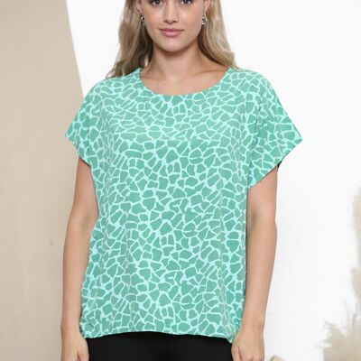 Grünes Sommer-T-Shirt mit Kroko-Print