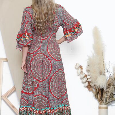 Red Psychedelic pattern midi dress