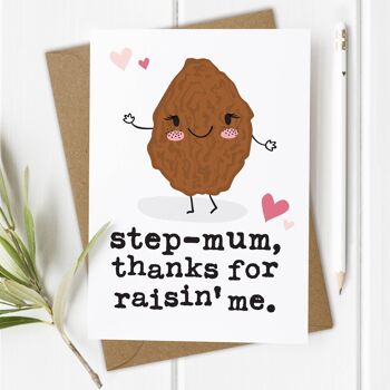 Raisin Step-Mum - Carte de fête des mères mignonne Pun 1