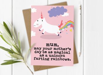 Farting Unicorn - Carte drôle de fête des mères / anniversaire de maman 2