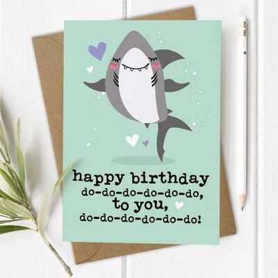 Tarjeta de feliz cumpleaños tiburón