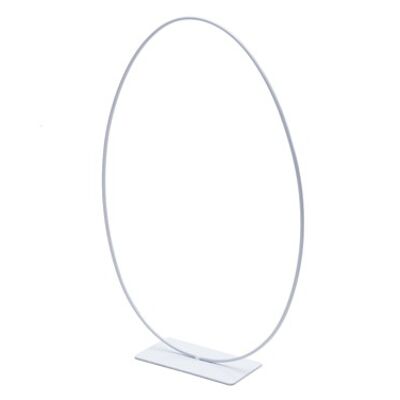 Metal ring egg-shaped, standing with foot, 24x35cm, white