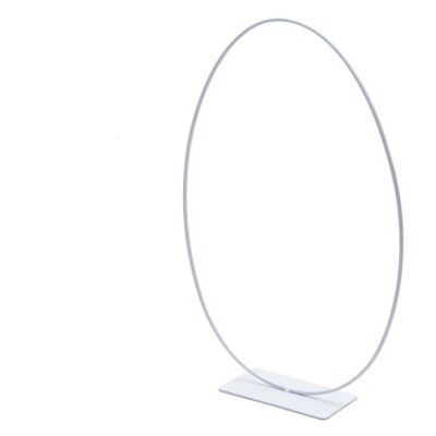Metal ring egg-shaped, standing with foot, 24x35cm, white