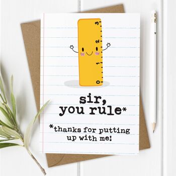 Sir You Rule - Carte de remerciement pour le professeur 1