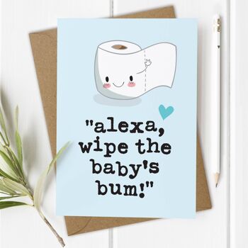 Carte drôle Alexa Blue - nouveau bébé garçon 1