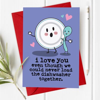 Lave-vaisselle - Carte drôle de Saint Valentin / anniversaire