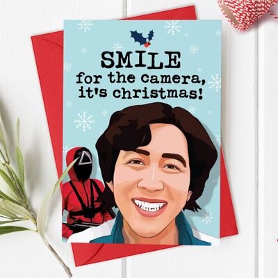 Smile, Squid Game, Netflix - Funny Christmas Card