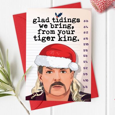 Joe Exotic, Tiger King, Glad Tidings - Tarjeta de Navidad divertida