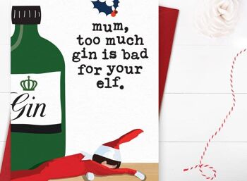 Maman Gin Elf - Carte de Noël drôle 2
