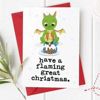 Netter Drache - lustige Weihnachtskarte