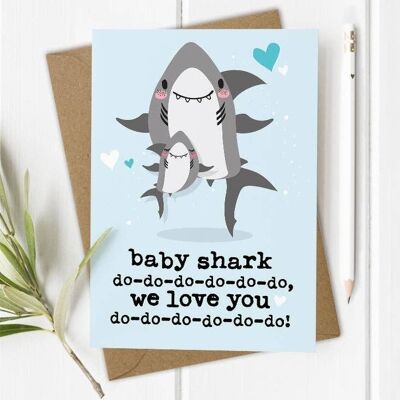 Baby Boy Shark Blue - Biglietto di compleanno per bebè / bambino