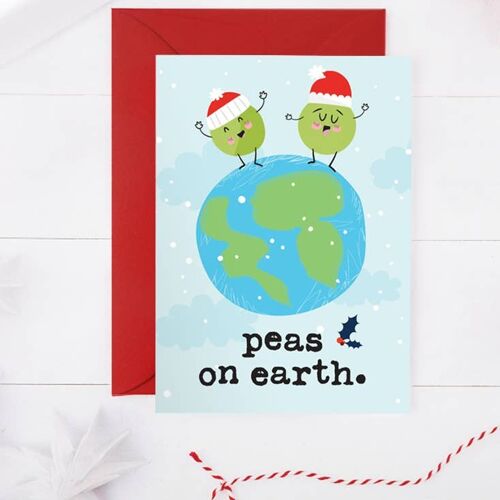 Peas on Earth - Funny Pun Christmas Card