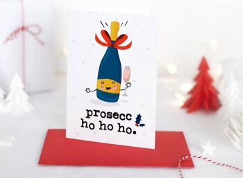 Prosecco Ho Ho - Carte de Noël drôle de jeu de mots 2