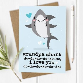 Papy Shark - Carte Fête des pères / Anniversaire de grand-père 1