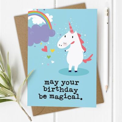 Unicorno magico - Biglietto di compleanno per bambini