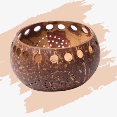 cocovibes lanterne en coco GOA avec sous-verres noués à la main en fibres de coco