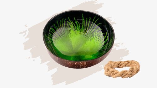 cocovibes Kokosnuss Schale JADE mit Untersetzer und lebensmittelechten Splash-Design in grün schwarz