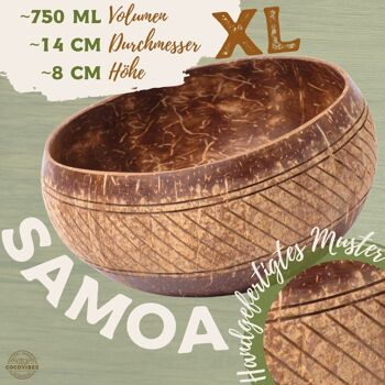 cocovibes bol en noix de coco SAMOA avec cuillère en bois de coco et sous-verre noué à la main en fibres de noix de coco 2