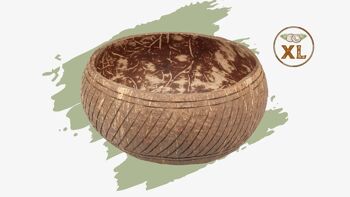 cocovibes bol en noix de coco BALI avec cuillère en bois de coco et sous-verre noué à la main en fibres de noix de coco 1