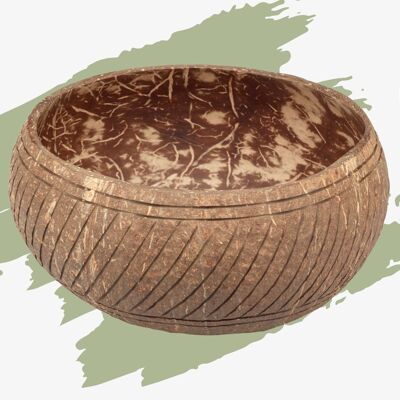 cocovibes coconut bowl BALI incl. coconut wood spoon and hand-knotted coaster made of coconut fibres