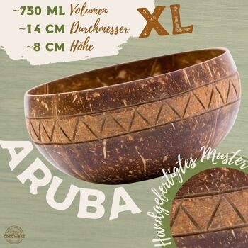 cocovibes bol en noix de coco ARUBA avec cuillère en bois de coco et sous-verre noué à la main en fibres de noix de coco 2