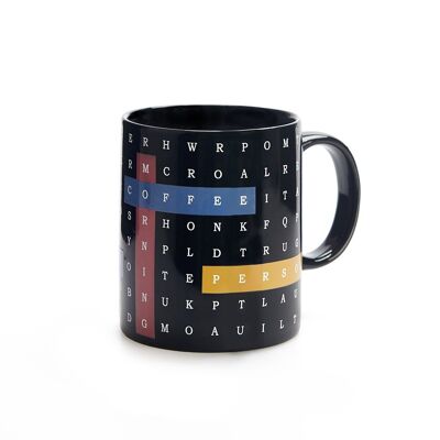 Mug, Alphabet Soup, 290ml, black, ceramic