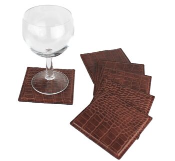 Dessous de verre set de 6 crocodile marron clair 1