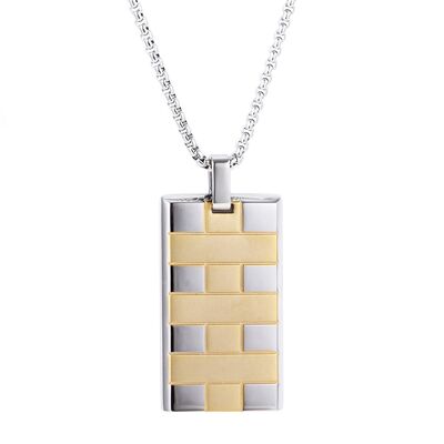 Lee Cooper men's necklace - golden rectangular plate pendant
