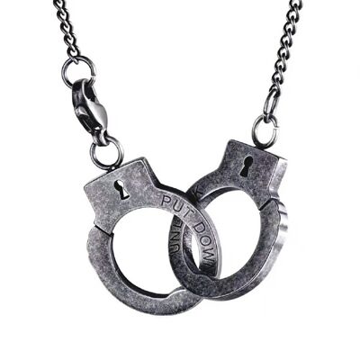 Men's gun handcuffs pendant necklace