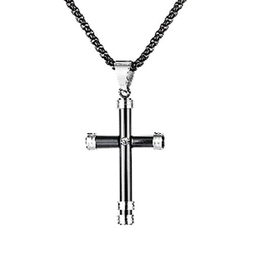 Collier homme Lee Cooper - pendentif croix noir