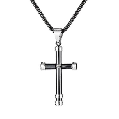 Lee Cooper men's necklace - black cross pendant