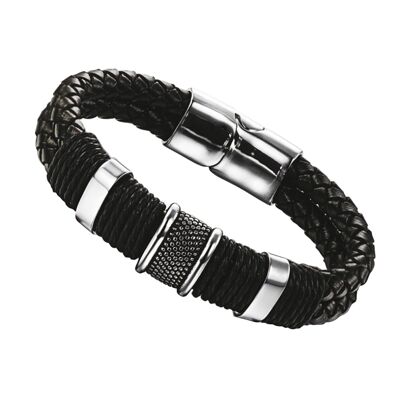 Lee Cooper men's bracelet - two leather bangle, inserts and threads
