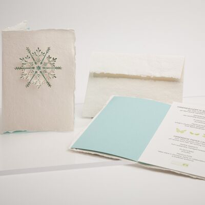 Copo de nieve - tarjeta doblada de papel hecho a mano