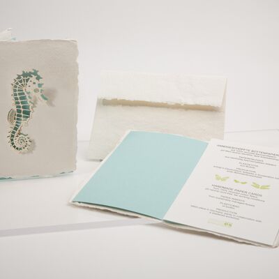 Seahorses - folded card made of handmade paper