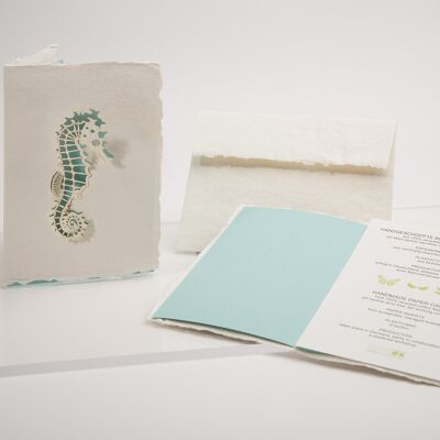 Seahorses - folded card made of handmade paper