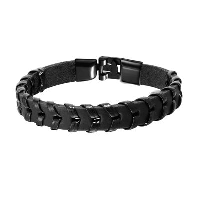 Lee Cooper men's bracelet - black braided leather